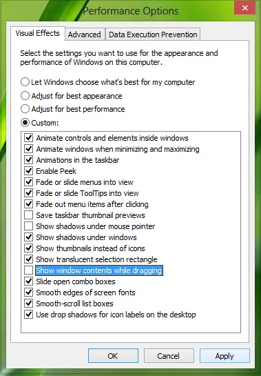 Disable Show window contents while dragging