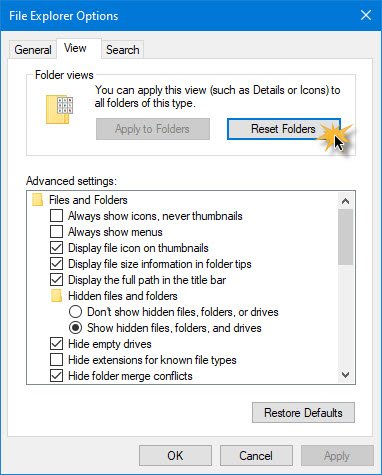 Windows forgets Folder View settings