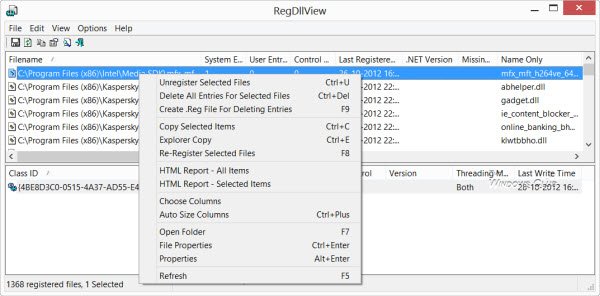 RegDllView lets you view all registered DLL files on Windows computer