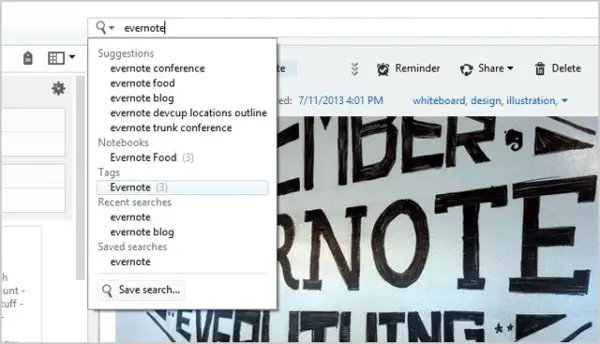 Evernote 5 Windows Desktop Search