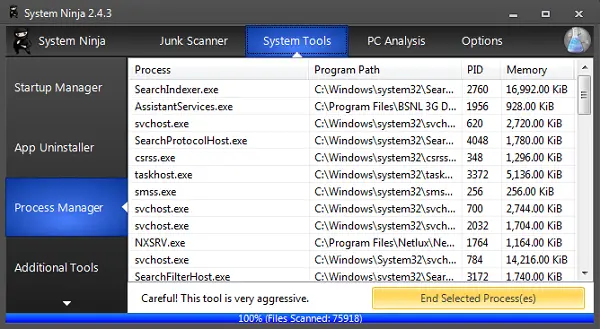 System Ninja: Free system optimization software for Windows PC