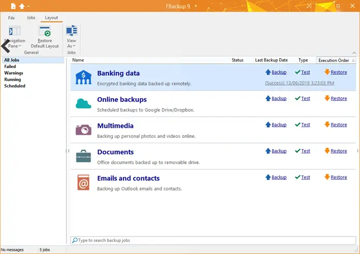 FBackup is a free Backup Software