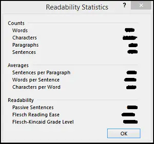 Readability statistics