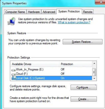 System Restore Windows 10