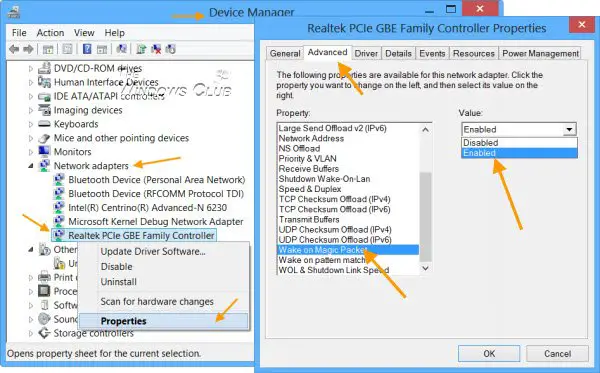 enable Wake-on-LAN in Windows 10