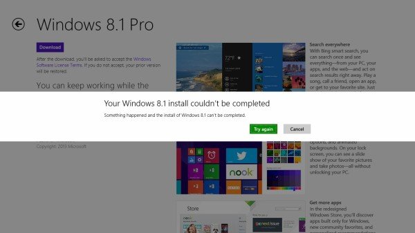 Your Windows 8.1 install couldn’t be completed