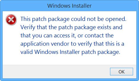 this patch package could not be opened