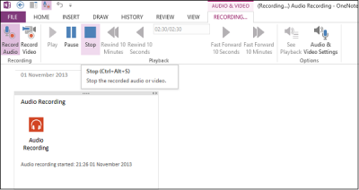 How to record Audio or Video with OneNote