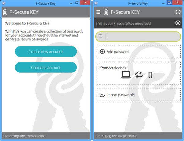 F-Secure Key windows