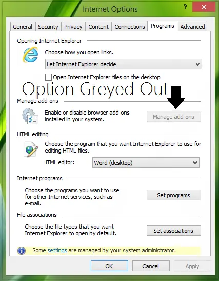 cannot disable add ons internet explorer cannot disable add ons internet explorer