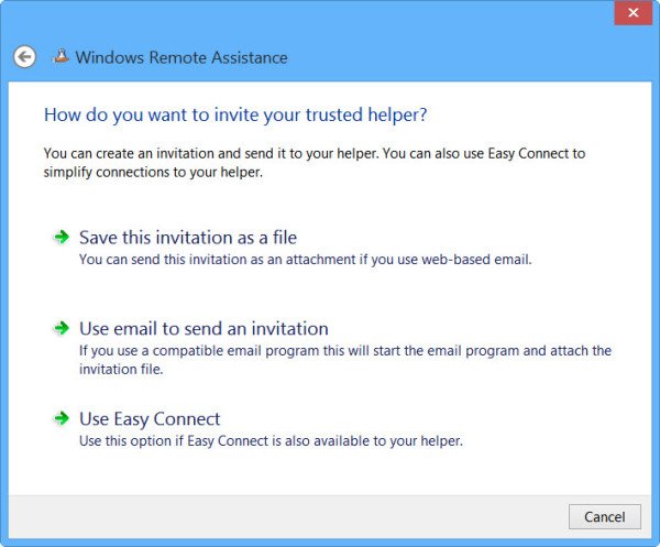 Windows Remote Assistance windows 8