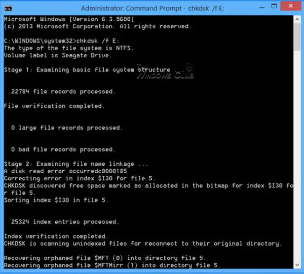 Format External Drive or run Check Disk using CMD