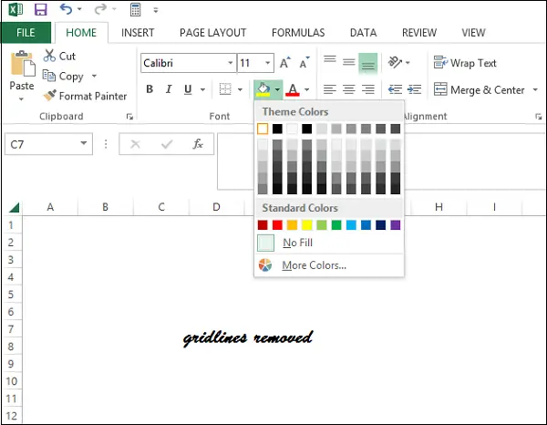 How to hide Gridlines in Excel