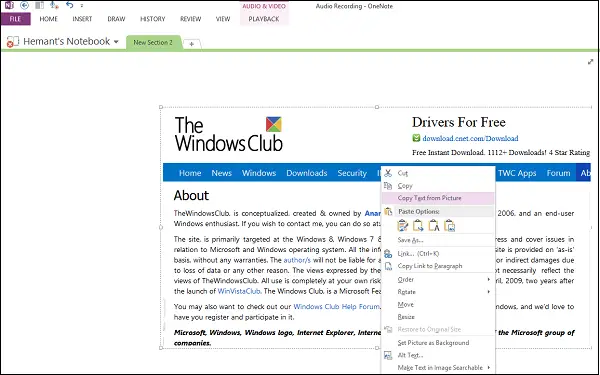 Copy Text From Picture Onenote Copy Text From Picture Onenote