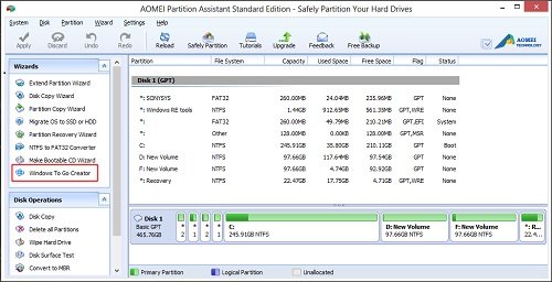 AOMEI windows to go creator