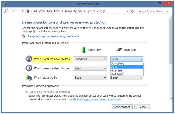 How to change what the Power button does in Windows 11 10 - 17