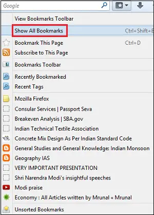 Show all bookmarks option