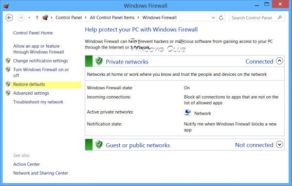 restore windows firewall defaults