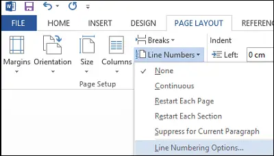 Line Numbering option 2