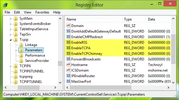 TCP IP parameters