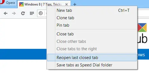 Reopen closed tabs