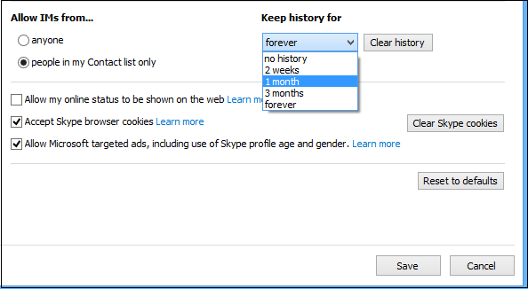 Skype settings change