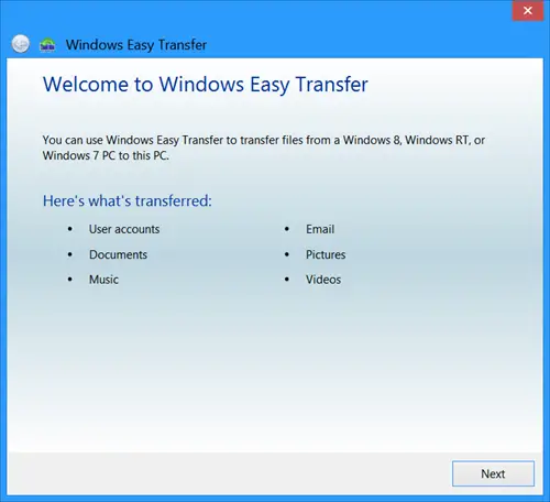 Windows Easy Transfer