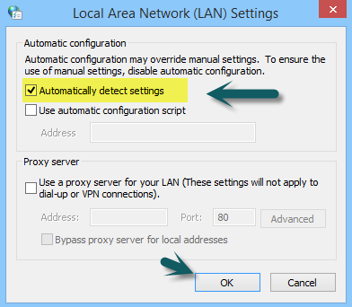 automatically detect lan settings
