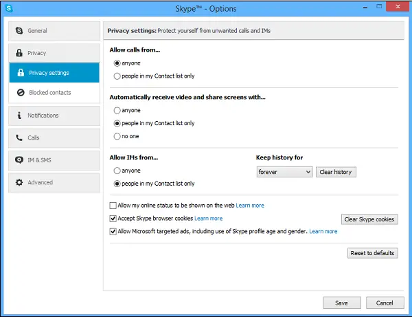How to delete or disable Skype History