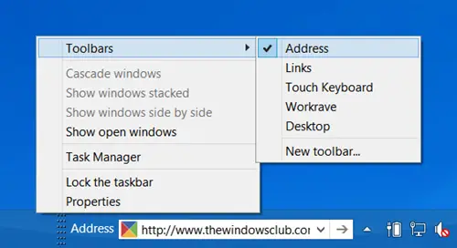 Add Address Bar to Taskbar