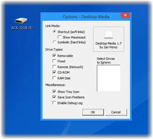 Create shortcuts to removable media
