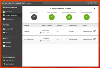 Dashlane Dashboard