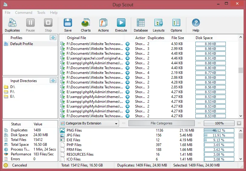DupScout: Increase free disk space using this duplicate files deleter