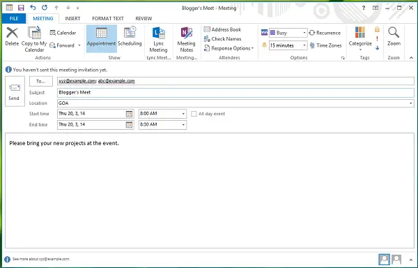 comment envoyer invitation outlook