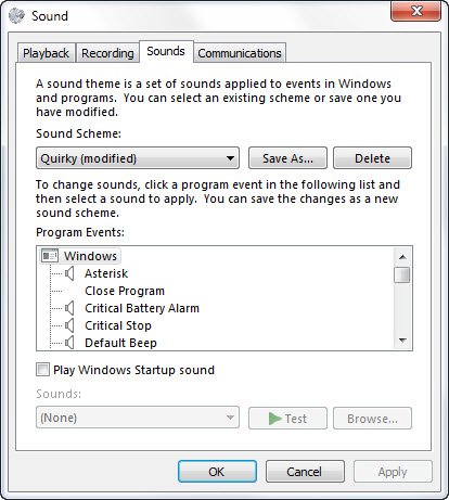 change Sounds in Windows