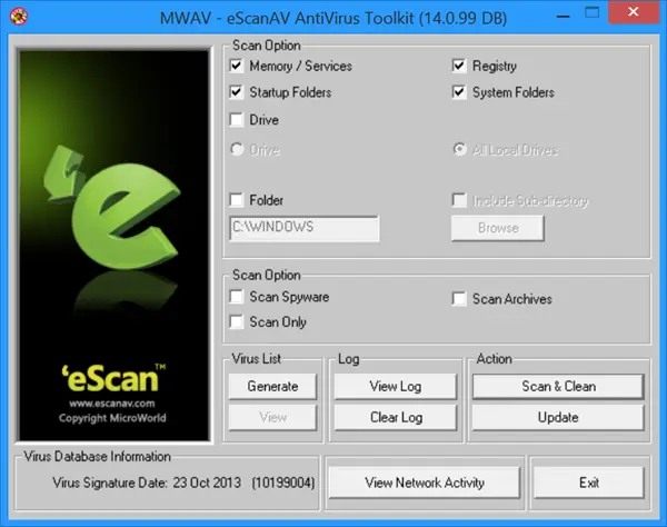 Free Standalone eScan Anti Virus Toolkit MWAV for Windows - 27