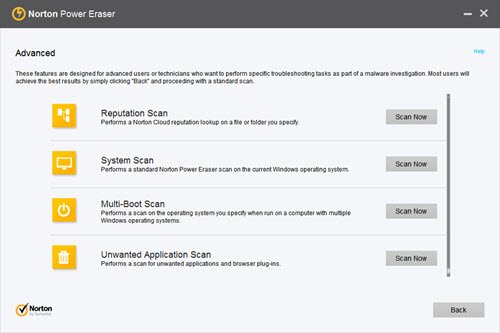 Norton Power Eraser Settings 2