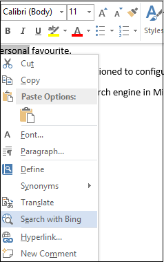 Bing option