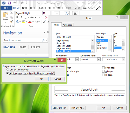 unable to change default font in word unable to change default font in word