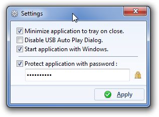 Protect USB drives using a password managed tool