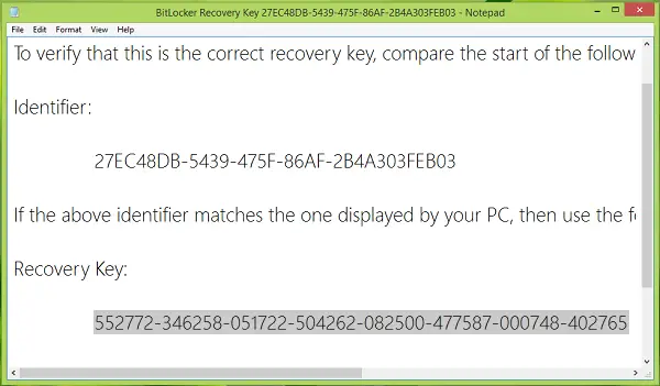 what is bitlocker recovery key