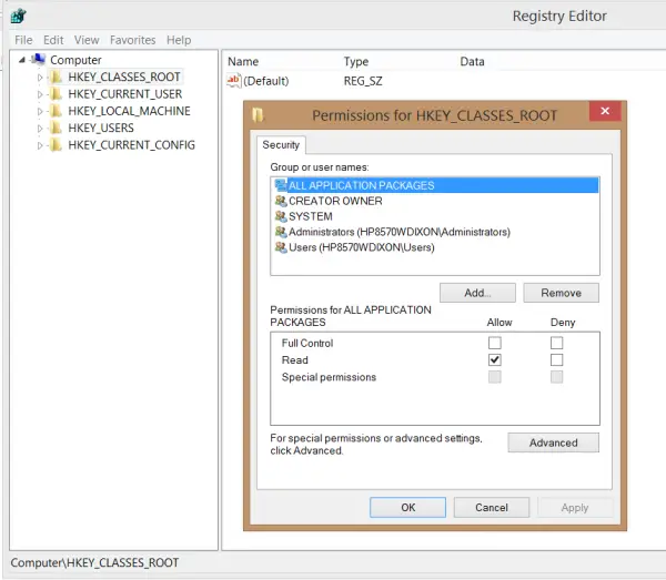 Registry editor