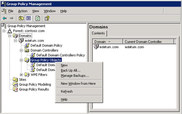 backup Group Policy Objects