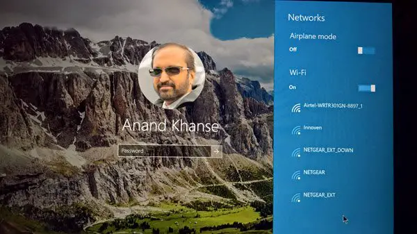 Available networks in Windows