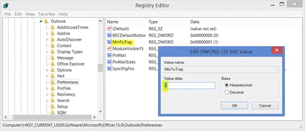 minimize outlook to tray 2