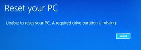 A required drive partition is missing
