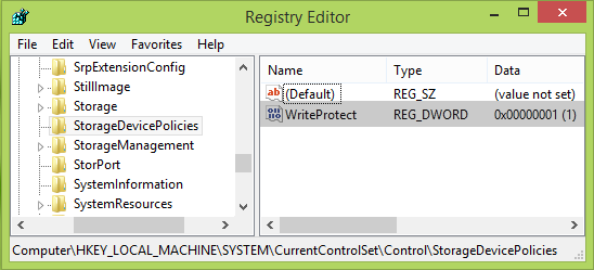 The Disk Is Write-Protected error for Removable Disks