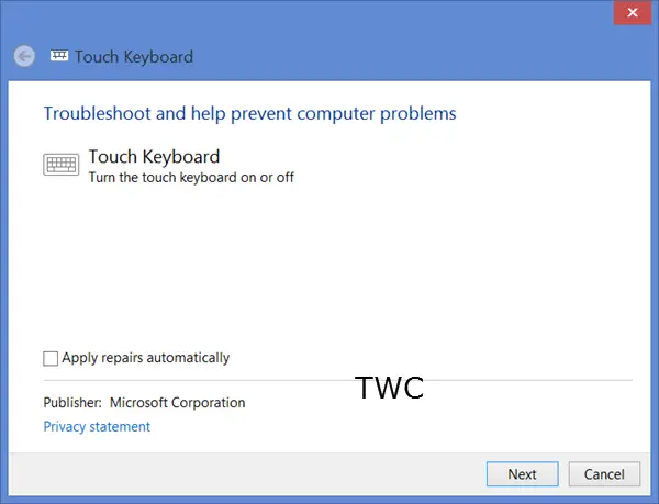 Touch Keyboard in Windows 8 is not working properly