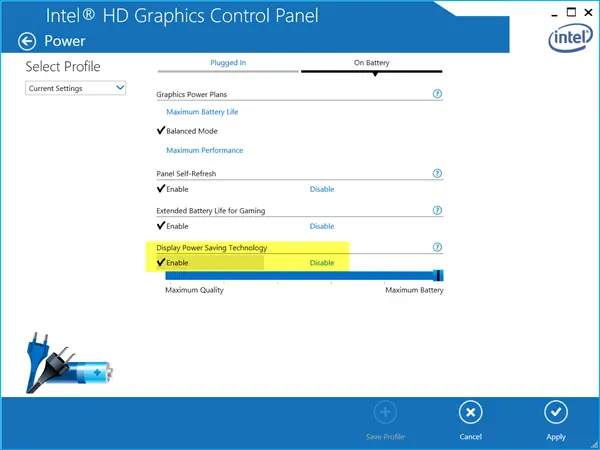 intel control panel