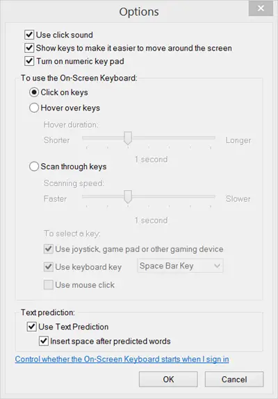 onscreen keyboard options